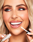 Rosie Connolly wearing INGLOT Rosie For Inglot Luminous Crystal Lip Glaze - Luminous Bare