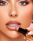 Model using INGLOT Rosie For Inglot Dreamy Creamy Lipstick - Magical Nude