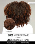 Before and after Olaplex Hair Repair Treatment Kit on afro hair