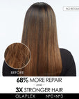 Before and after Olaplex Hair Repair Treatment Kit on long hair