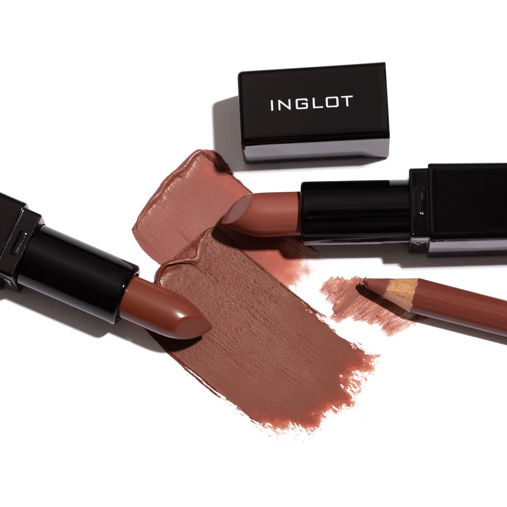 Inglot Originals Lip Kit, products open with swatches