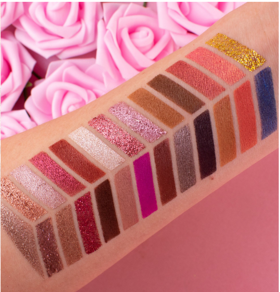 bPerfect X Mrs Glam Showstopper Palette swatches
