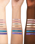 Swatches on three models' arms of DANESSA MYRICKS Colorfix Metallics