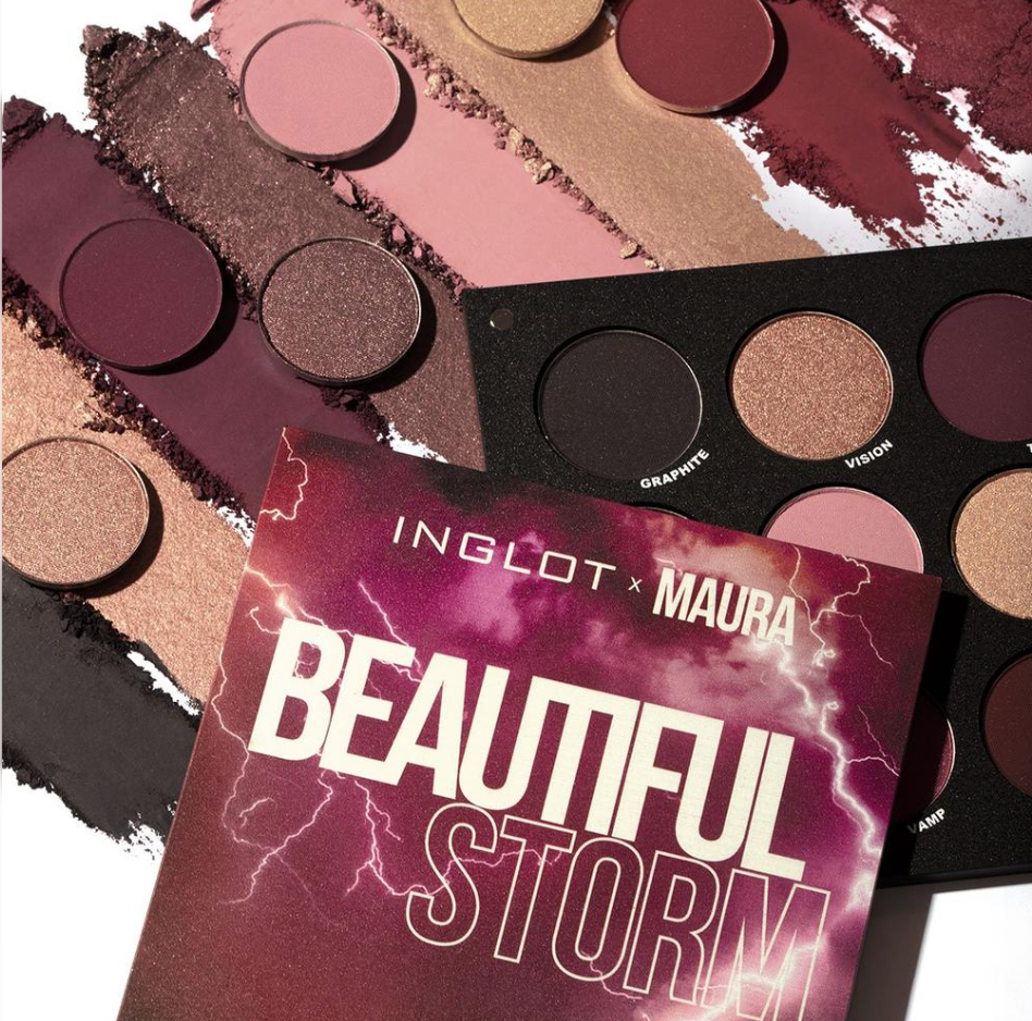 INGLOT X MAURA Beautiful Storm Eyeshadow Palette close up