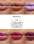 Gerard Cosmetics Glitter Lipstick all shades modelled