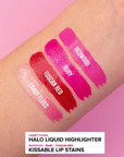 Oh My Glam OH MY DAYS - MILAN CANDY FLOSS, highlighter and lips swatch