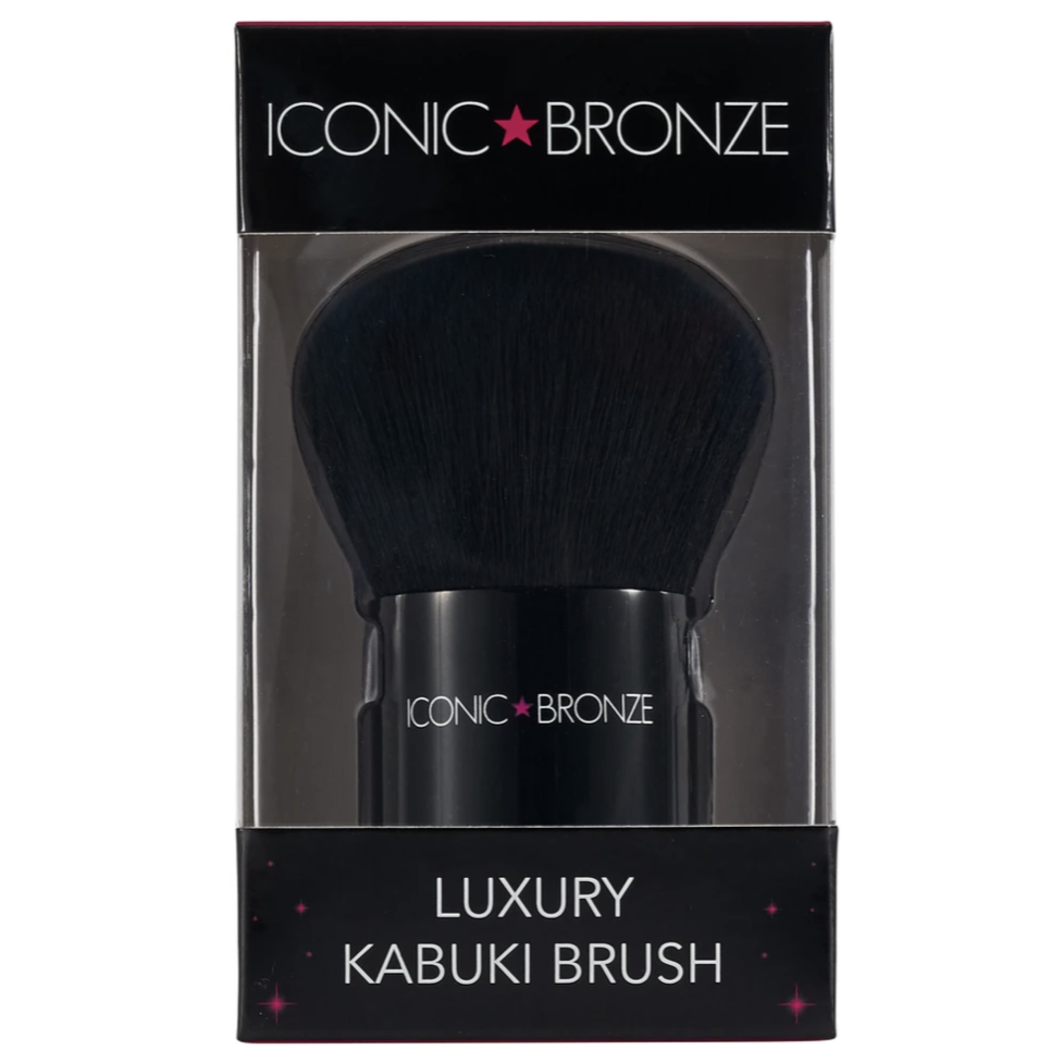 Iconic Bronze Luxury Kabuki Brush in packaging