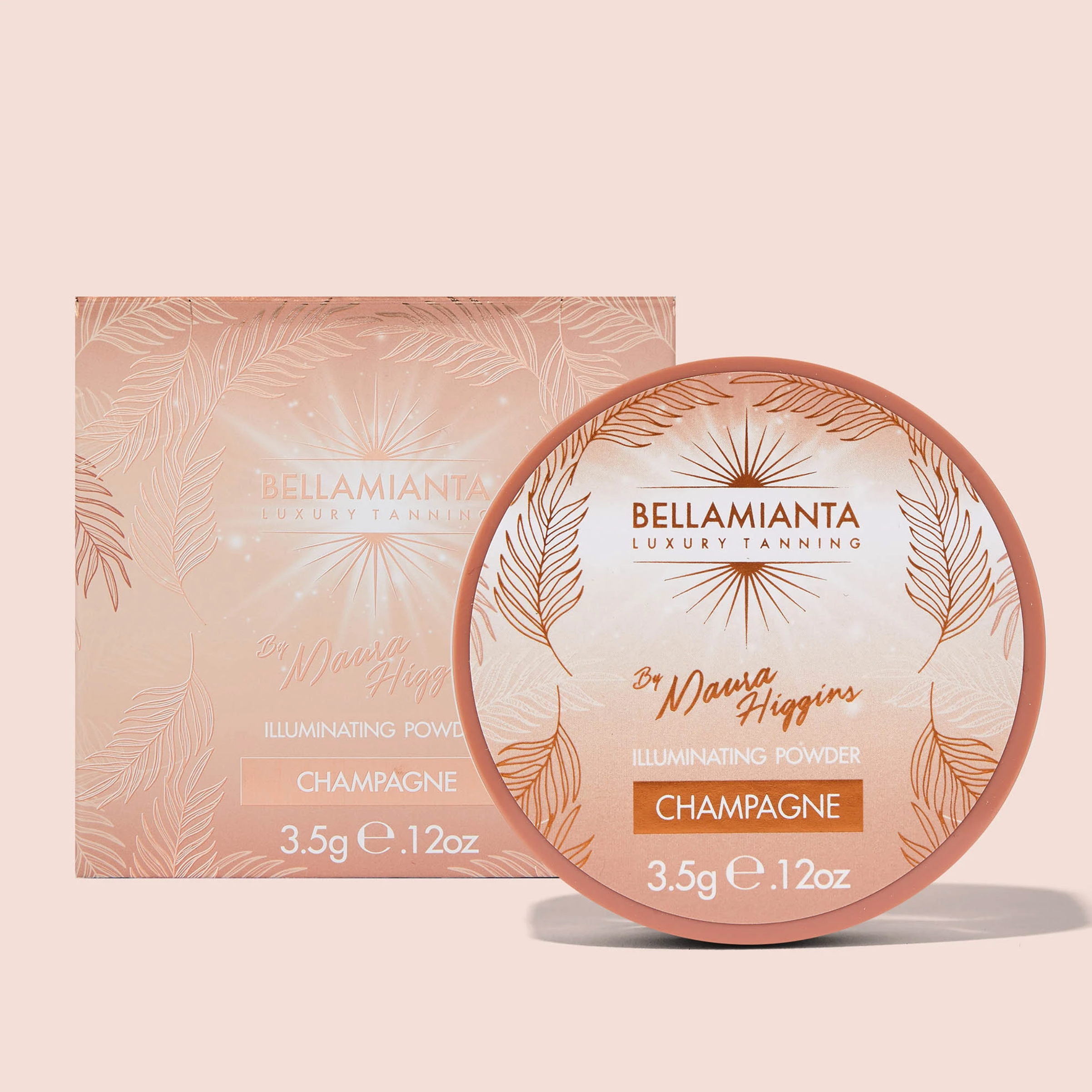 BELLAMIANTA Illuminating Powder by Maura Higgins Champagne with packaging