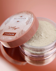 BELLAMIANTA Illuminating Powder by Maura Higgins Champagne, open & close up