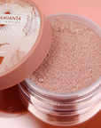 BELLAMIANTA Illuminating Powder by Maura Higgins Rose Gold, open and close up