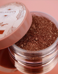 BELLAMIANTA Illuminating Powder by Maura Higgins Bronze, open and close up