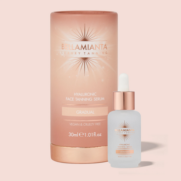 BELLAMIANTA Gradual Hylauranic Face Tanning Serum, with packaging