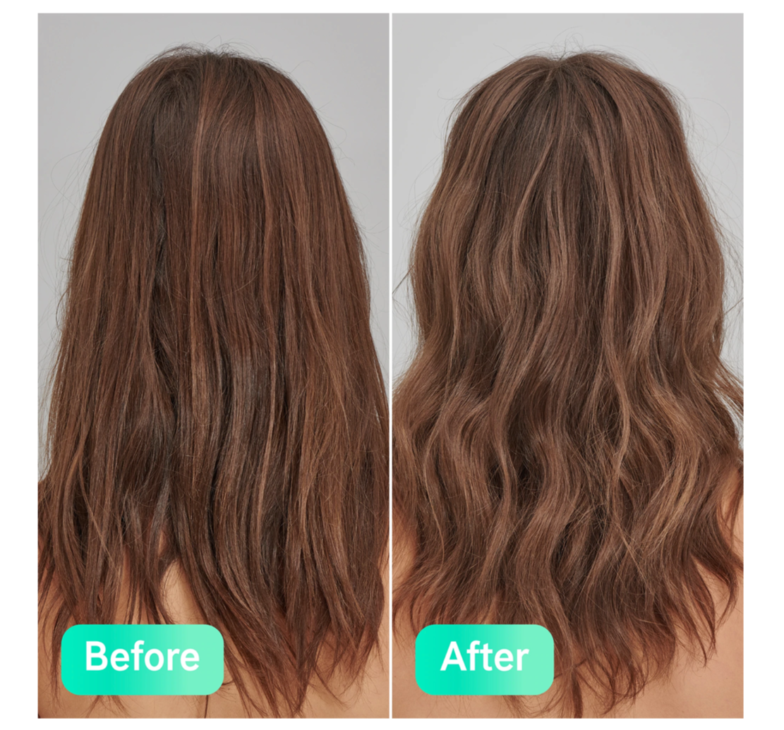 Before and after The INKEY List Peptide Volumizing Hair Treatment