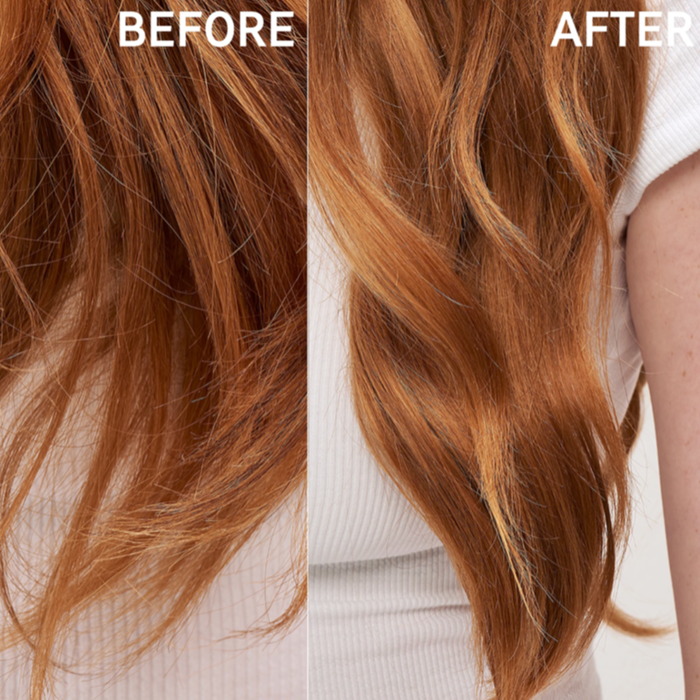 Before and after The INKEY List Vitamin C Brightening Hair Treatment