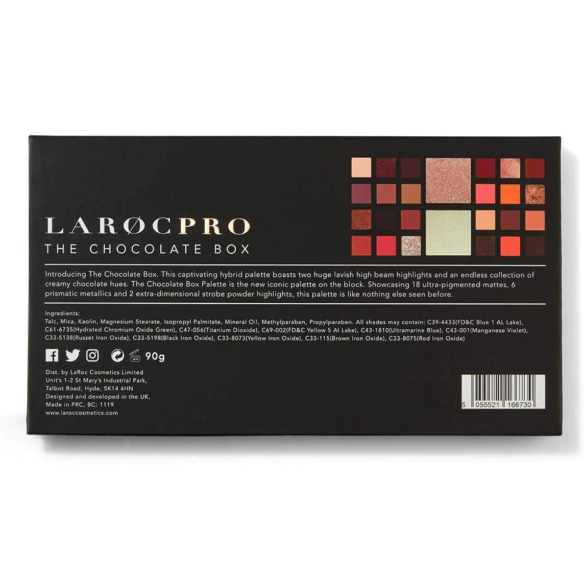 LaRoc PRO The Chocolate Box, back of palette