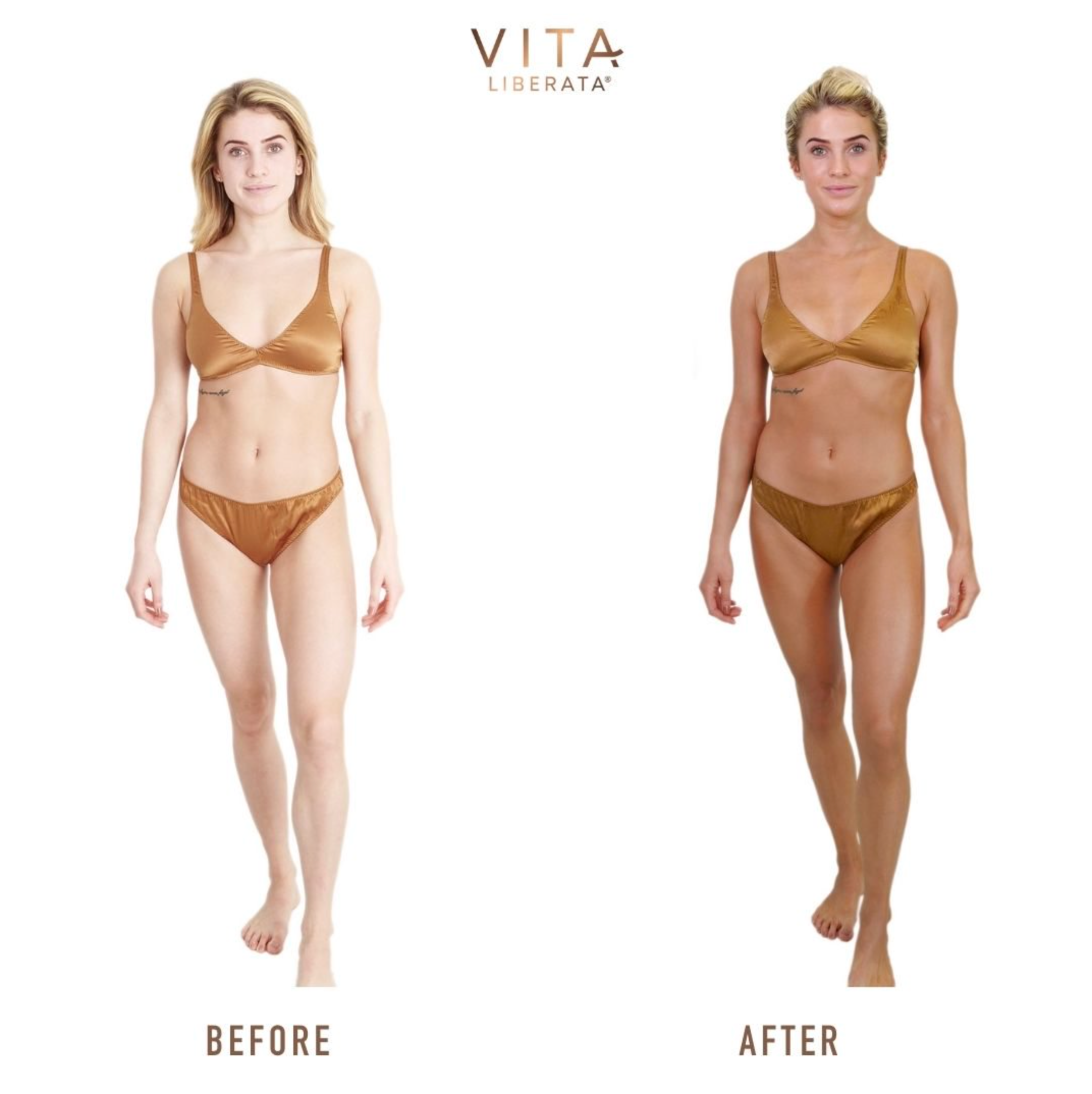 Before and after Vita Liberata Body Blur Body MakeUp - Medium
