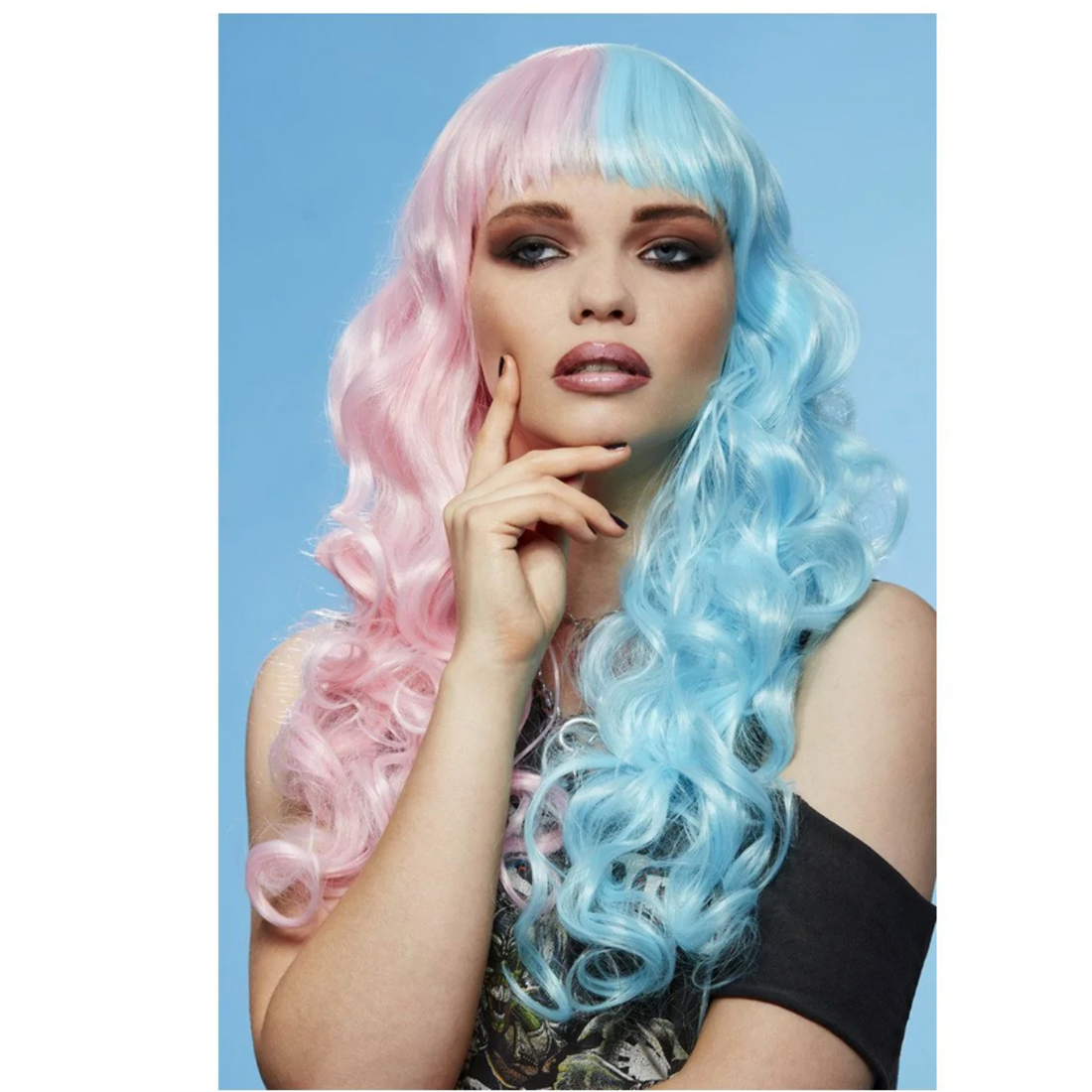 Model wearing Manic Panic Siren Wig - Cotton Candy Angel