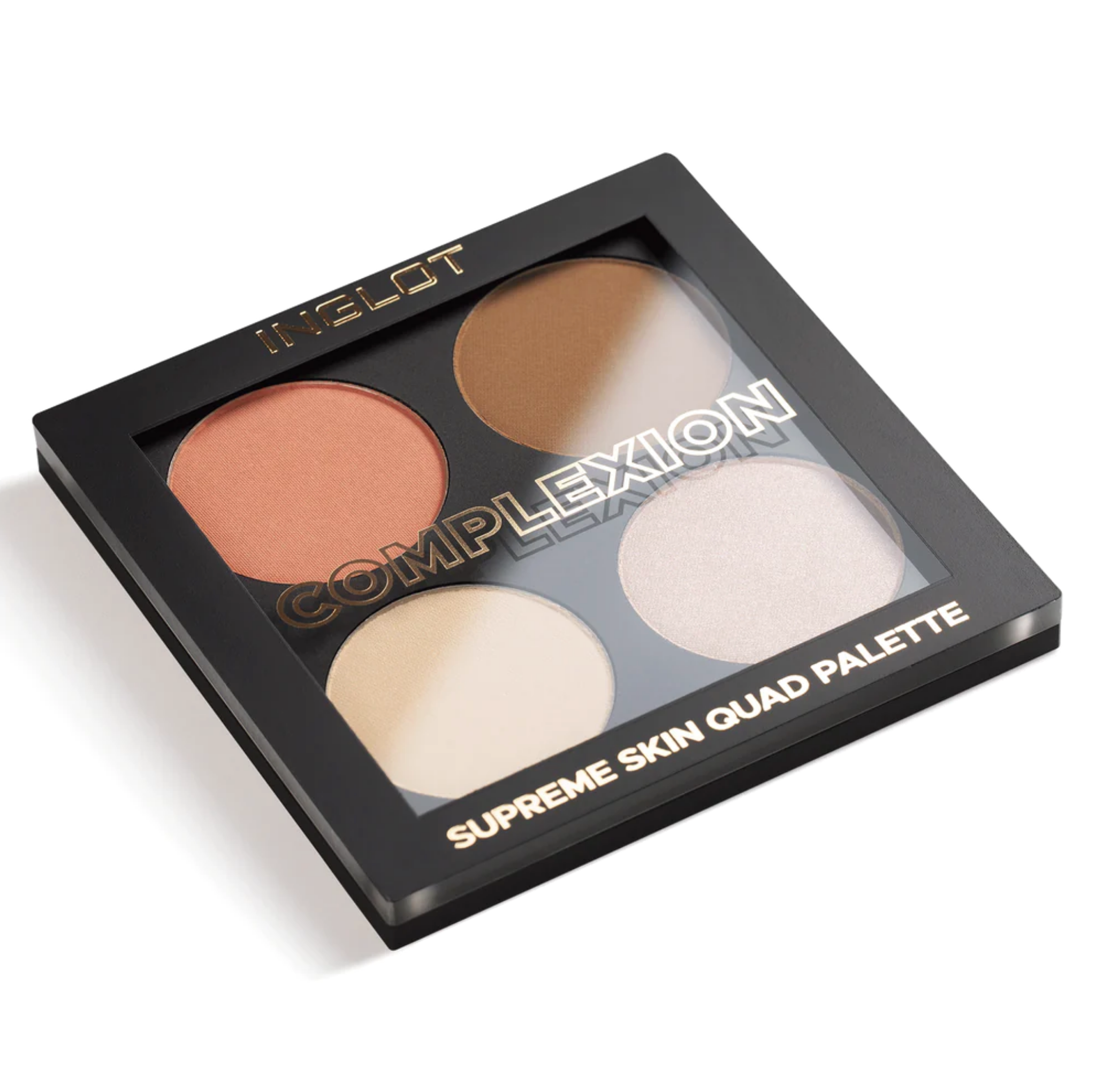 Inglot Complexion Supreme Skin Quad Palette, diagonal view