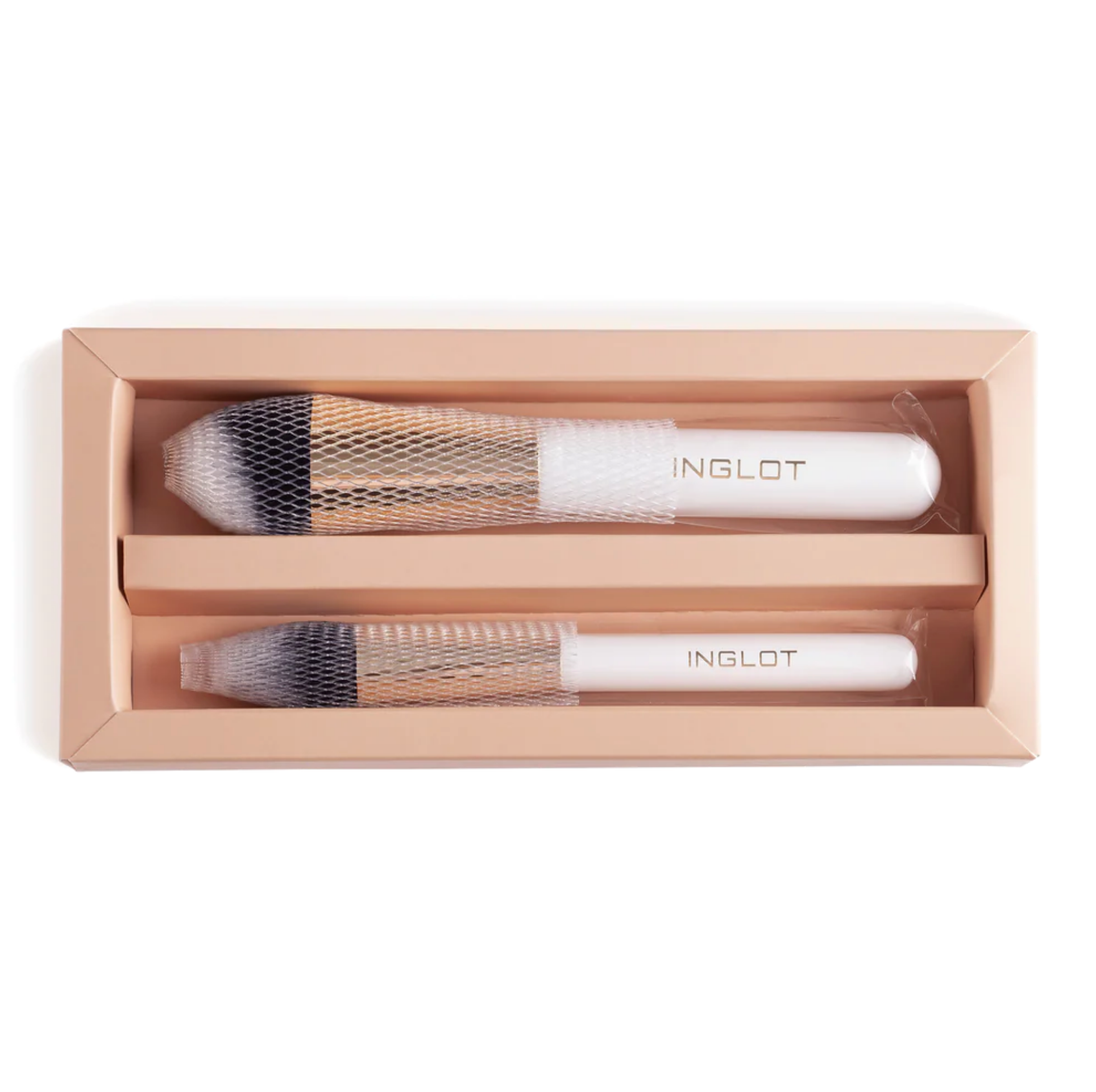 Inglot Premium Face Duo Brush Set, open packaging