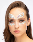 Model wearing Moon Creations Glitter Face Jewels in Show Girl
