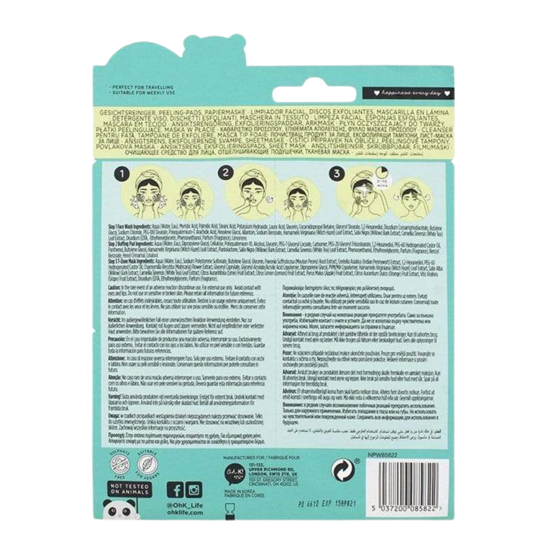 Oh K! SOS 3-Step T-Zone Mask, back of packet