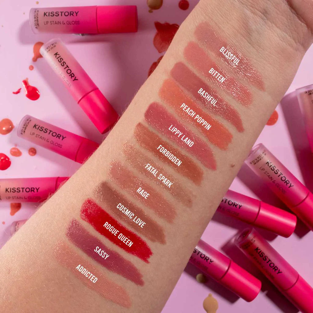 Oh My Glam Kisstory 12 Mini Lip Stains &amp; Gloss, swatches