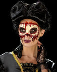 Model wearing Smiffys Masquerade Face Off Prosthetic, against black background