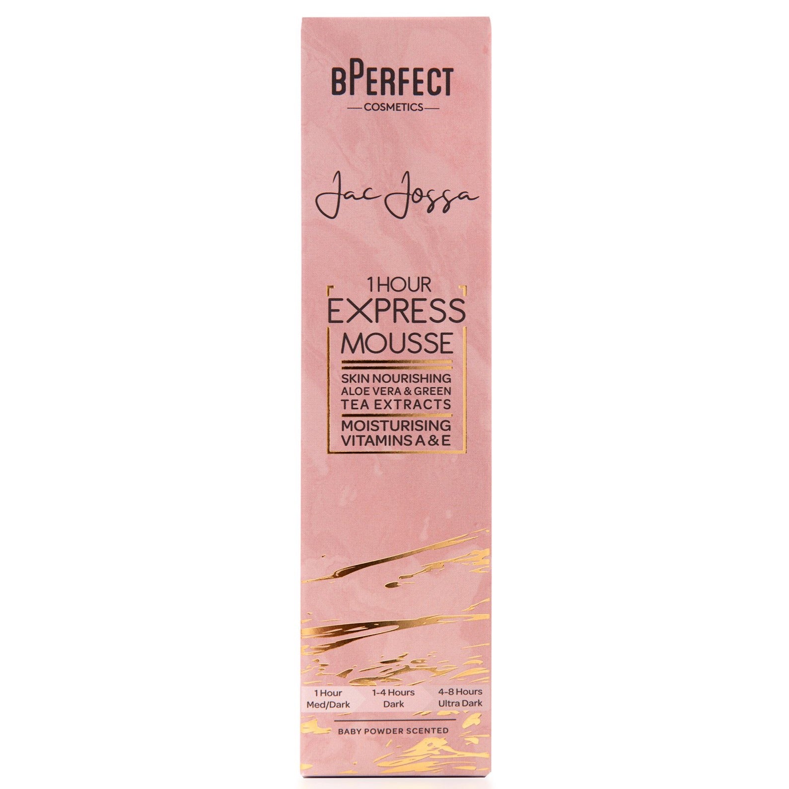 BPERFECT X JAC JOSSA – 1HR EXPRESS TANNING MOUSSE, packaging